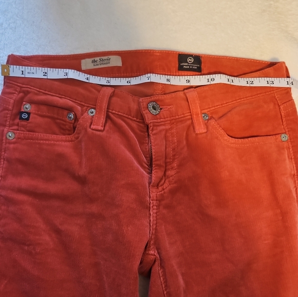 AG Adriano Goldschmied Stevie Slim Straight Corduroy Pants Orange Size 25R - Picture 5 of 8